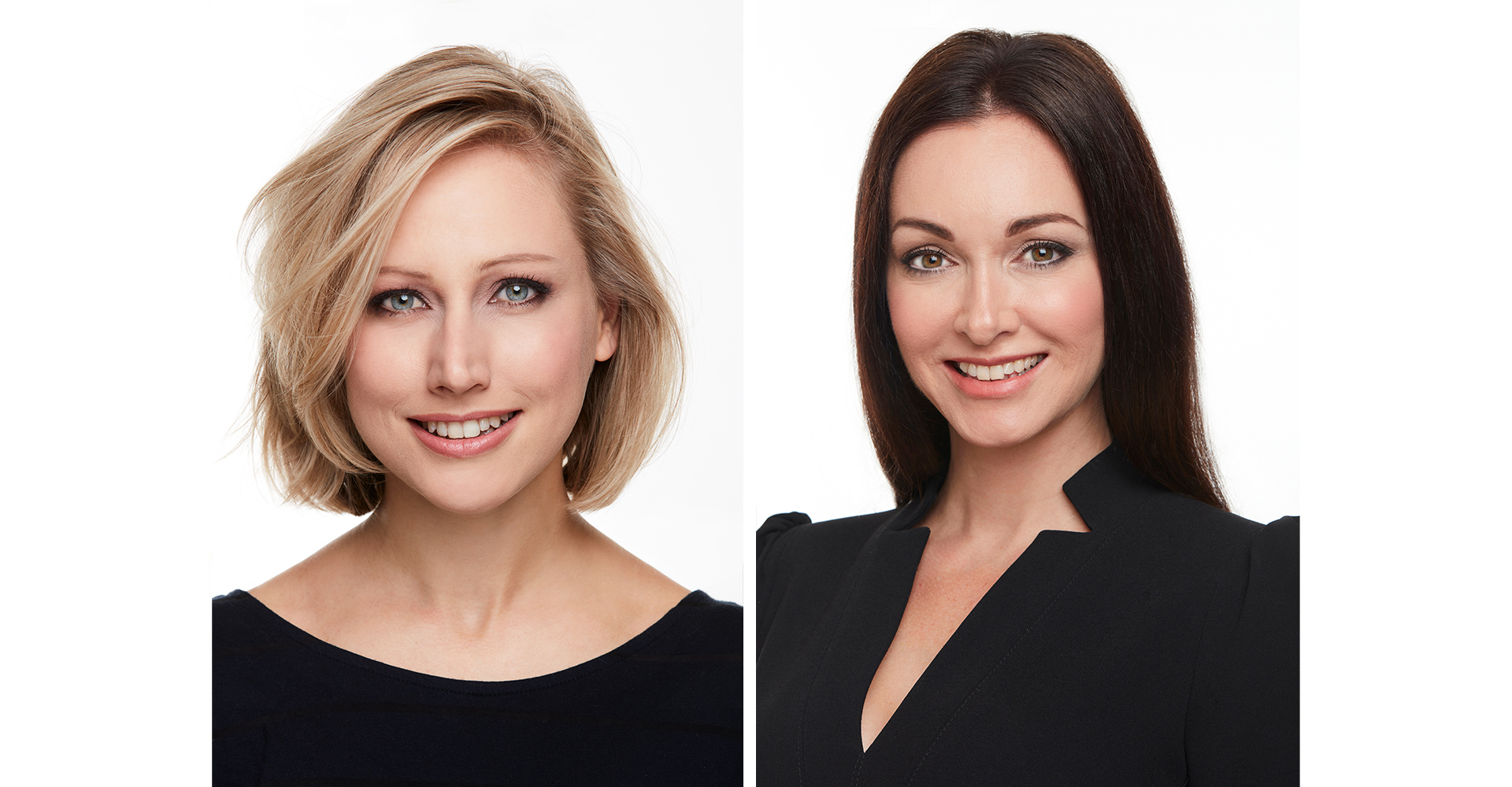 Two Business women posing for a corporate head shot for a photo shoot